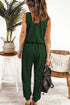 Deep V-Neck Sleeveless Solid Jumpsuit